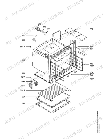 Взрыв-схема плиты (духовки) Aeg CB6140-1-M    CH - Схема узла Oven